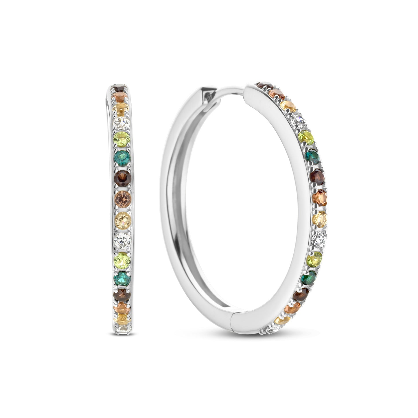 Santa Maria del Fiore 925 sterling silver hoop earrings with coloured zirconia stones - Parte di Me