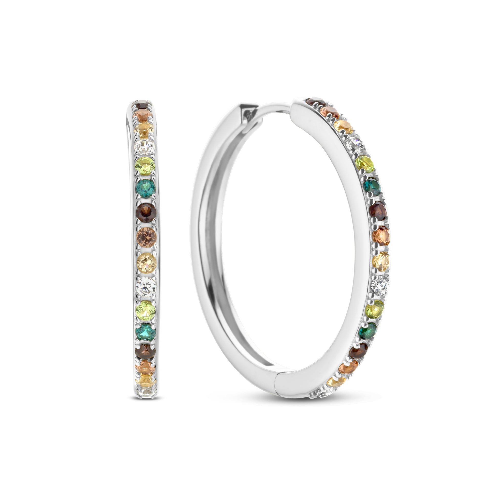 Santa Maria del Fiore 925 sterling silver hoop earrings with coloured zirconia stones - Parte di Me