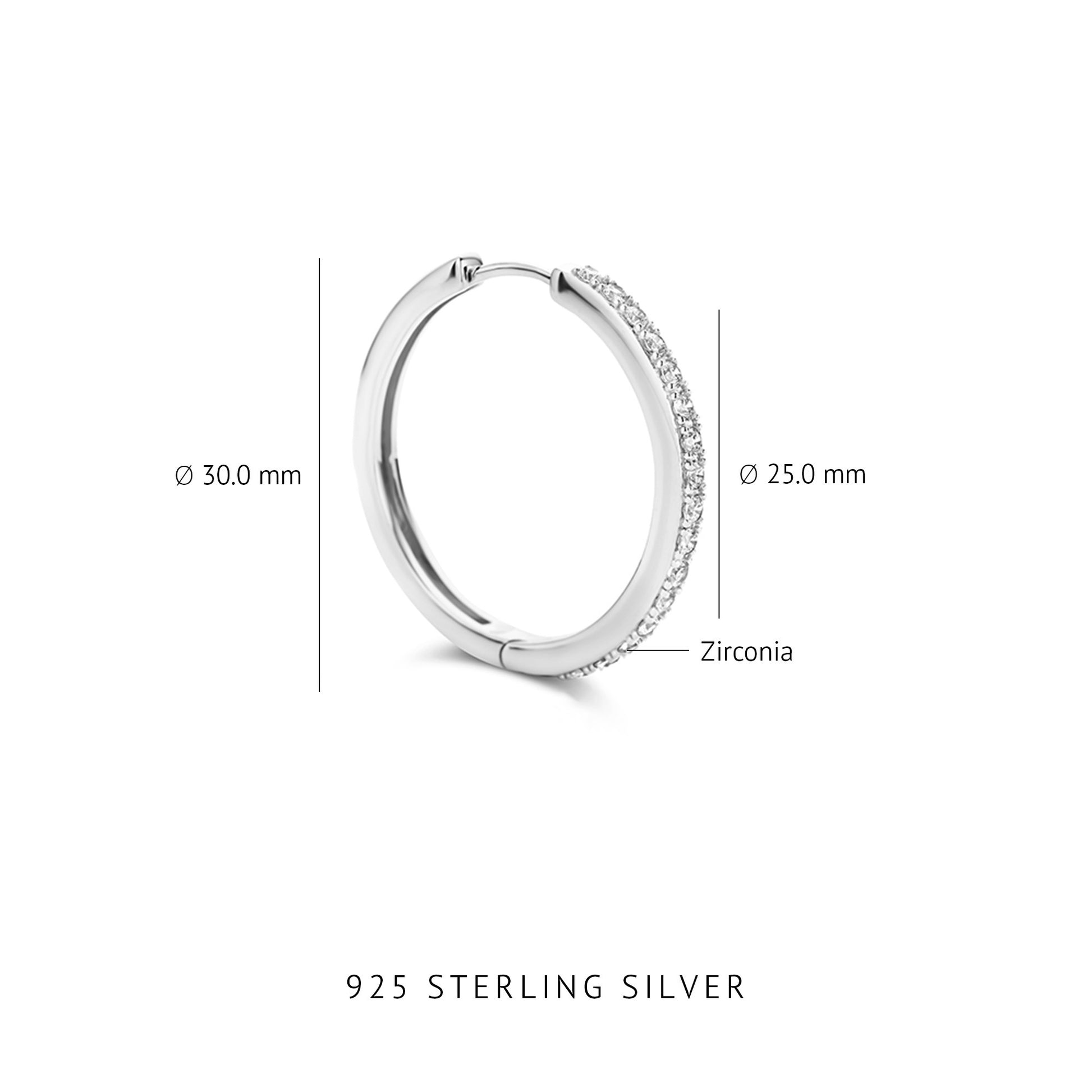 Santa Maria della Base 925 sterling silver hoop earrings with zirconia stones - Parte di Me