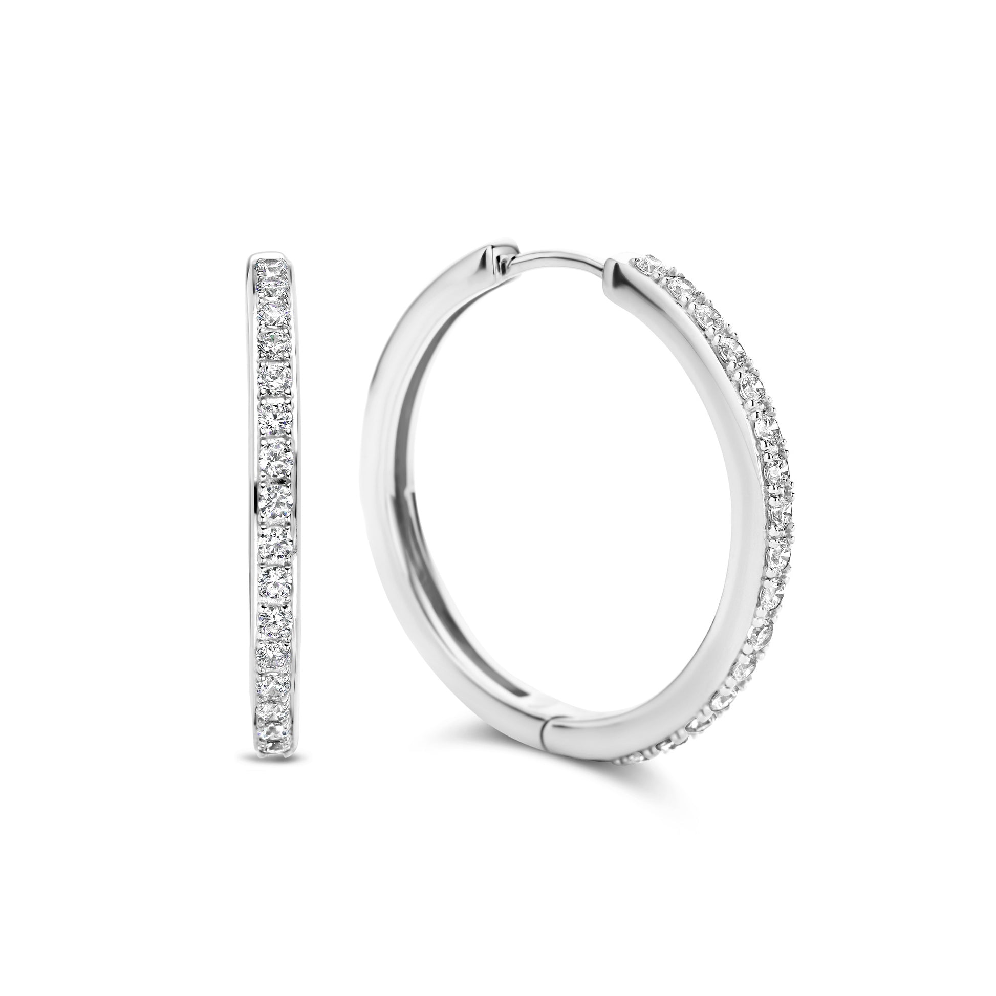 Santa Maria della Base 925 sterling silver hoop earrings with zirconia stones - Parte di Me