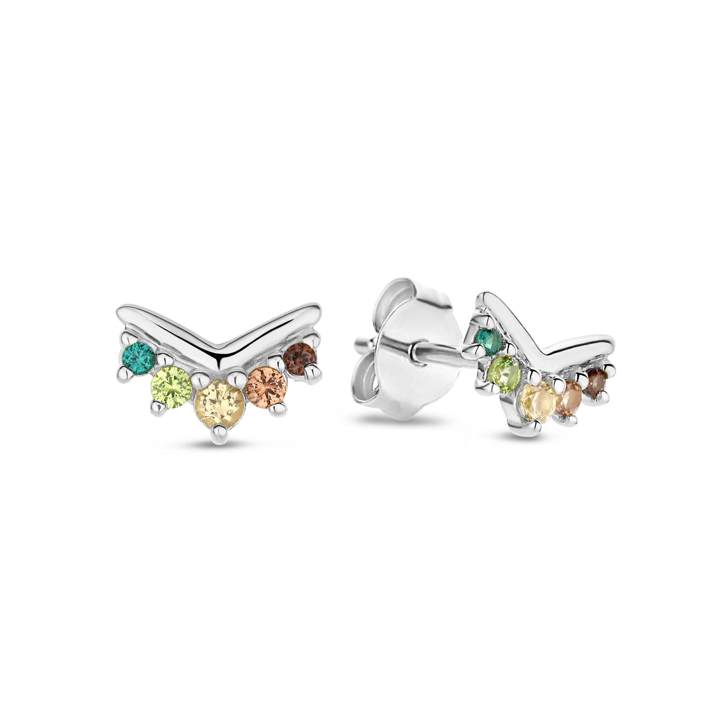 Santa Maria del Fiore 925 sterling silver ear studs with coloured zirconia stones - Parte di Me