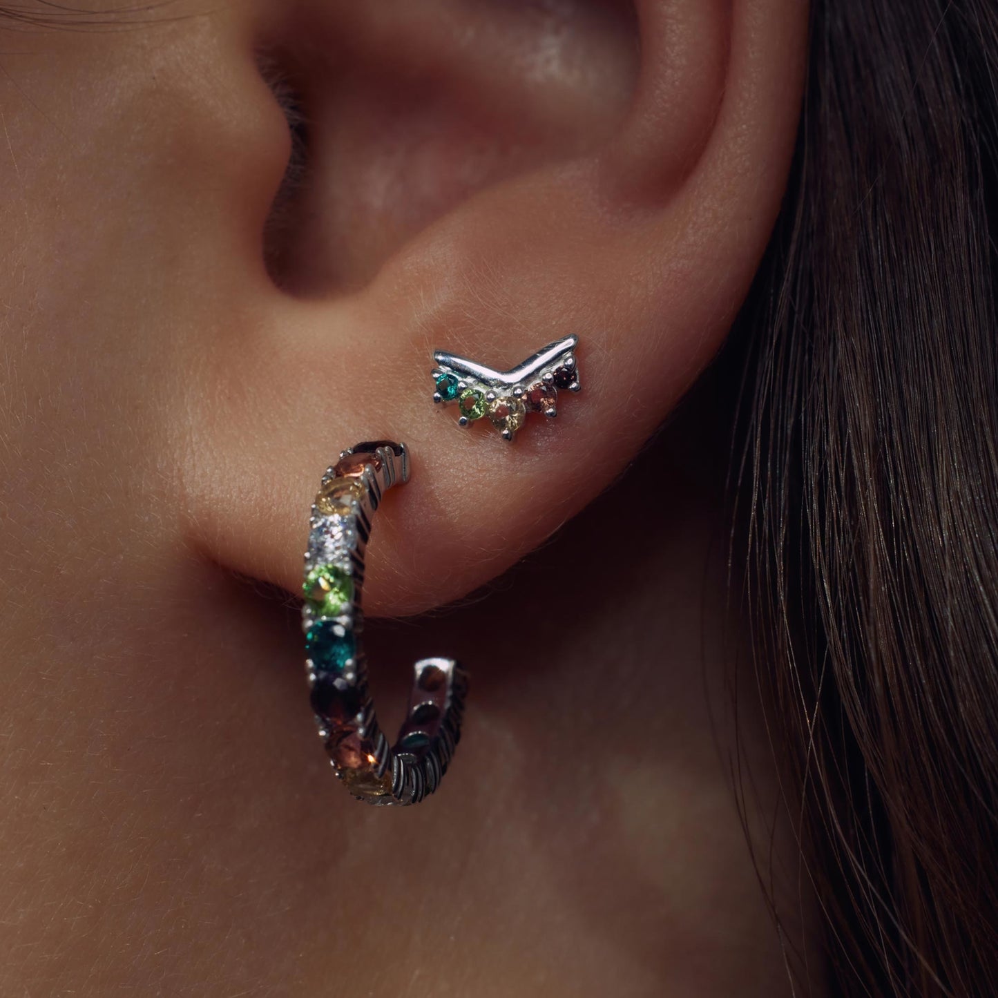 Santa Maria del Fiore 925 sterling silver ear studs with coloured zirconia stones - Parte di Me