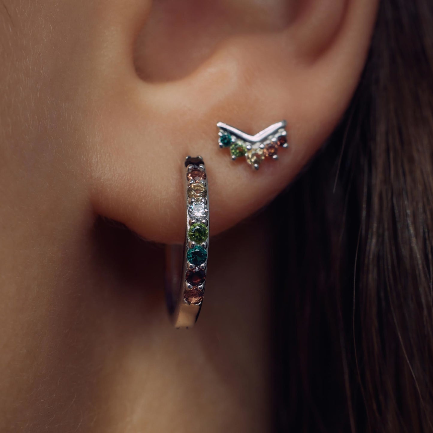 Santa Maria del Fiore 925 sterling silver ear studs with coloured zirconia stones - Parte di Me