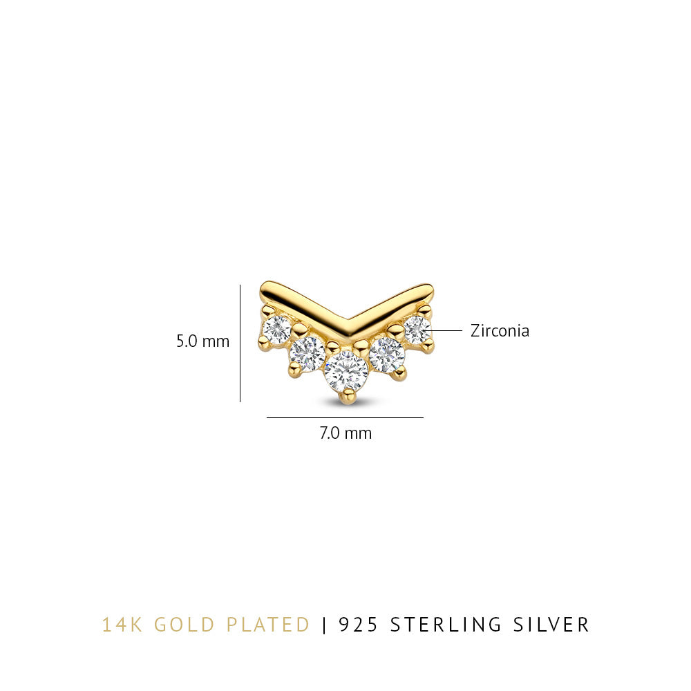 Santa Maria della Base 925 sterling silver gold plated ear studs with zirconia stones - Parte di Me