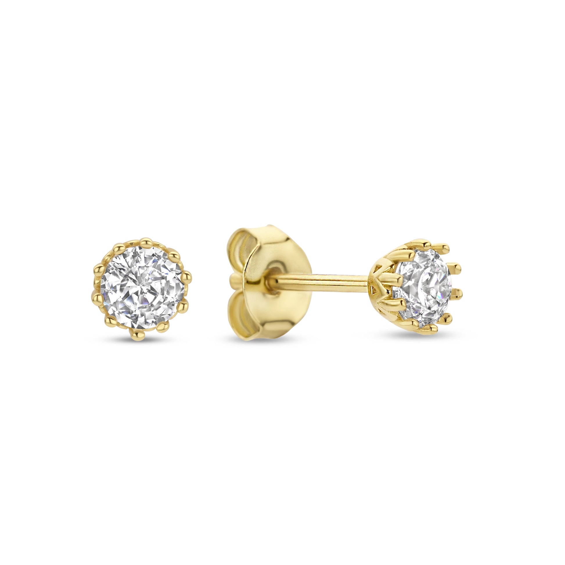 Cento Luci Mila 925 sterling silver gold plated ear studs with zirconia stone - Parte di Me