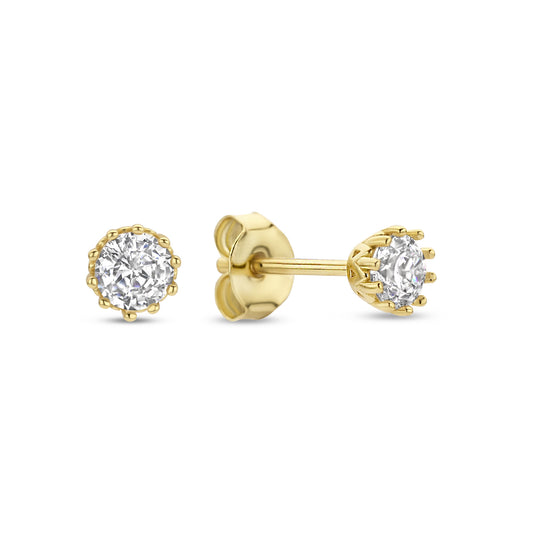 Cento Luci Mila 925 sterling silver gold plated ear studs with zirconia stone - Parte di Me