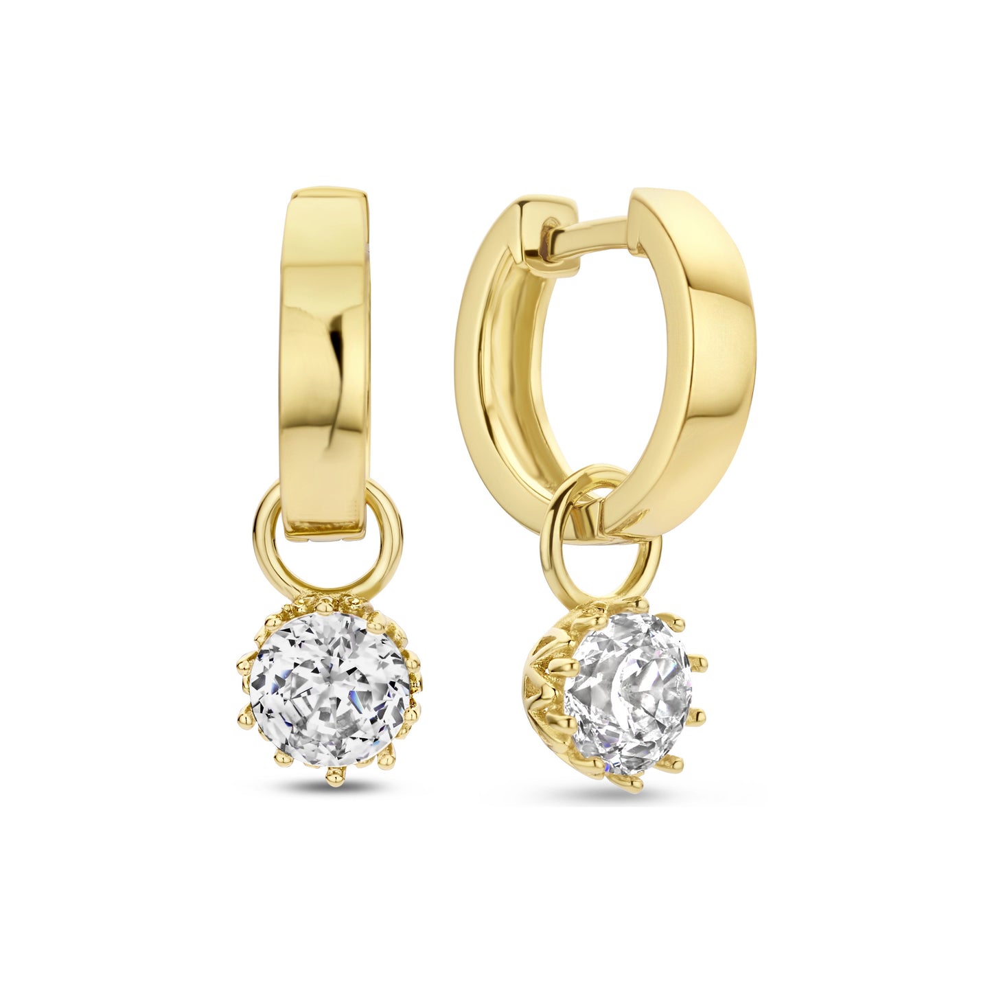 Cento Luci Rosia 925 sterling silver gold plated hoop earrings with zirconia stone - Parte di Me