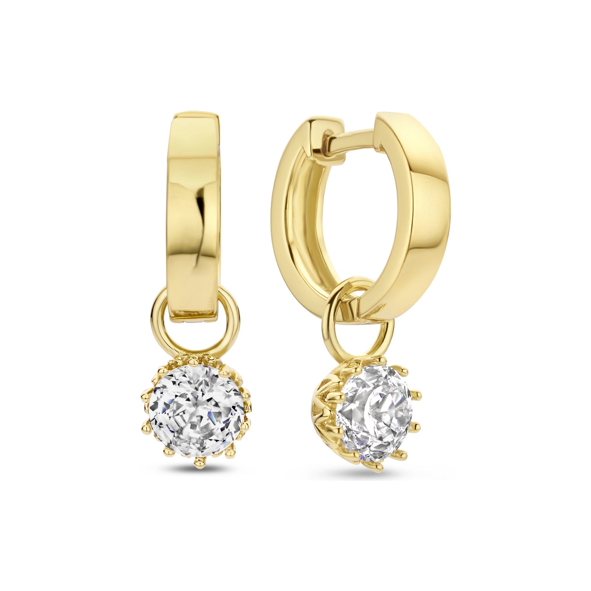 Cento Luci Rosia 925 sterling silver gold plated hoop earrings with zirconia stone - Parte di Me