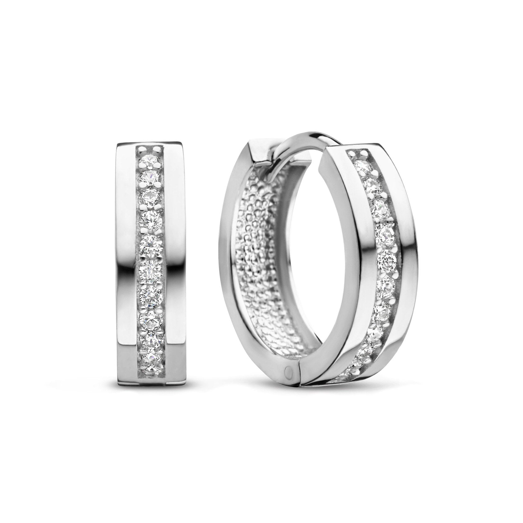 Ponte Vecchio Santa Trinita 925 sterling silver hoop earrings with zirconia stones - Parte di Me