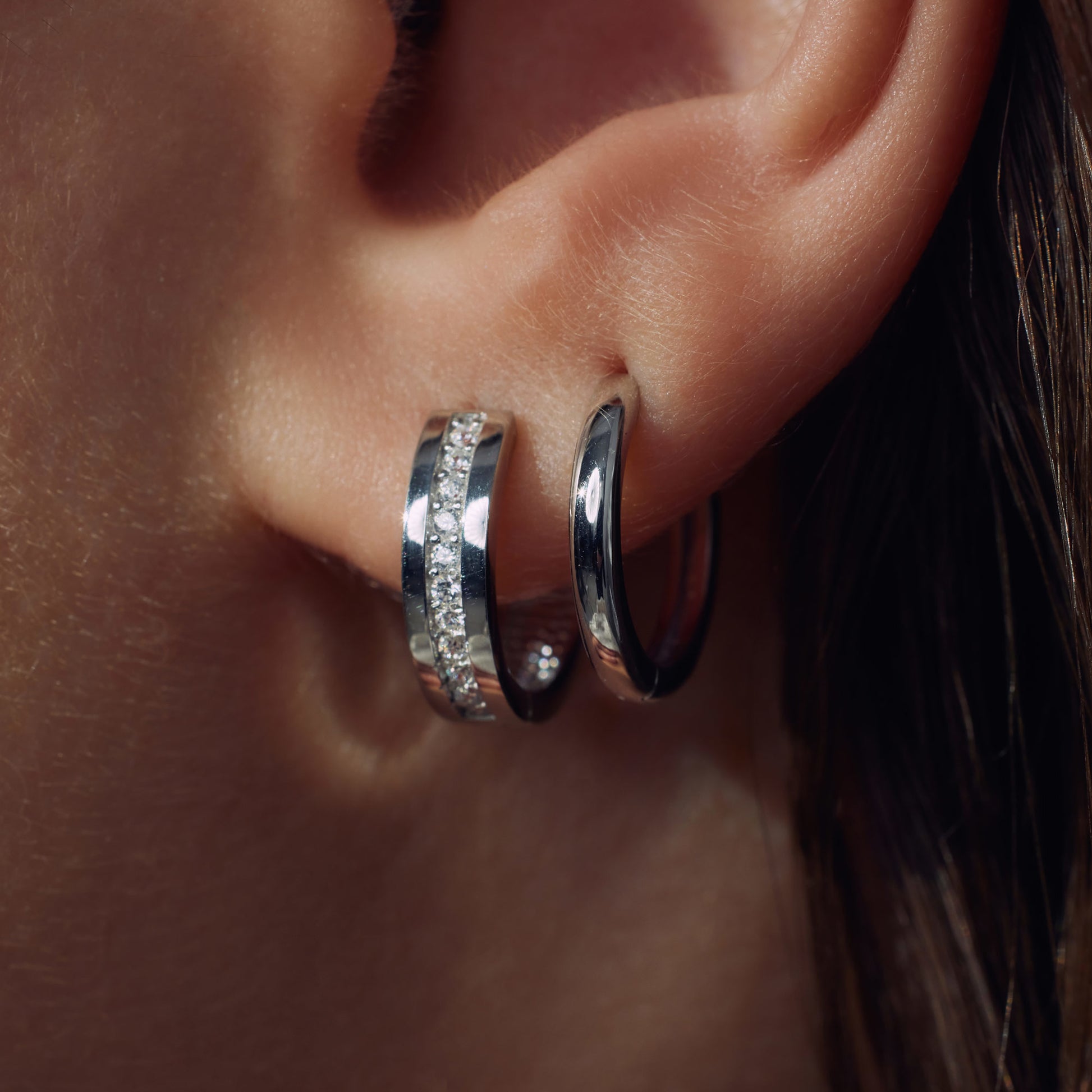 Ponte Vecchio Santa Trinita 925 sterling silver hoop earrings with zirconia stones - Parte di Me