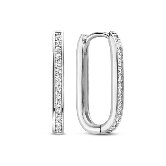 Ponte Vecchio Elina 925 sterling silver hoop earrings with zirconia stones - Parte di Me