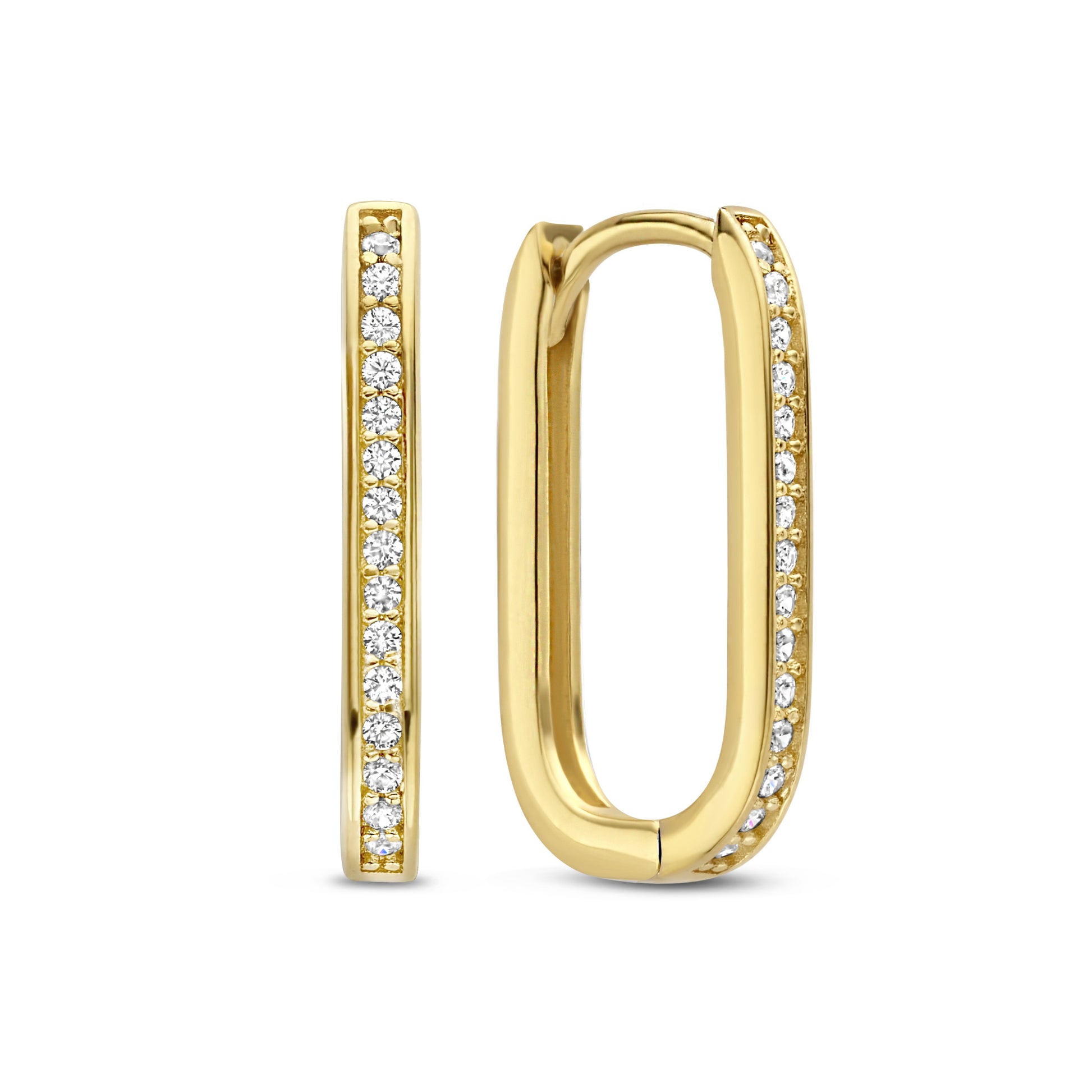 Ponte Vecchio Elina 925 sterling silver gold plated hoop earrings with zirconia stones - Parte di Me