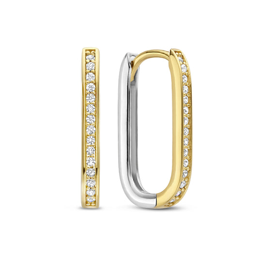 Ponte Vecchio Elina 925 sterling silver and gold plated hoop earrings with zirconia stones - Parte di Me