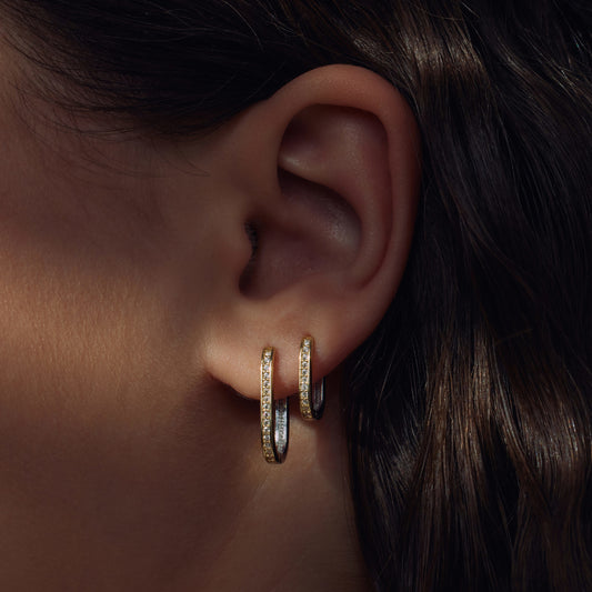 Ponte Vecchio Elina 925 sterling silver and gold plated hoop earrings with zirconia stones - Parte di Me