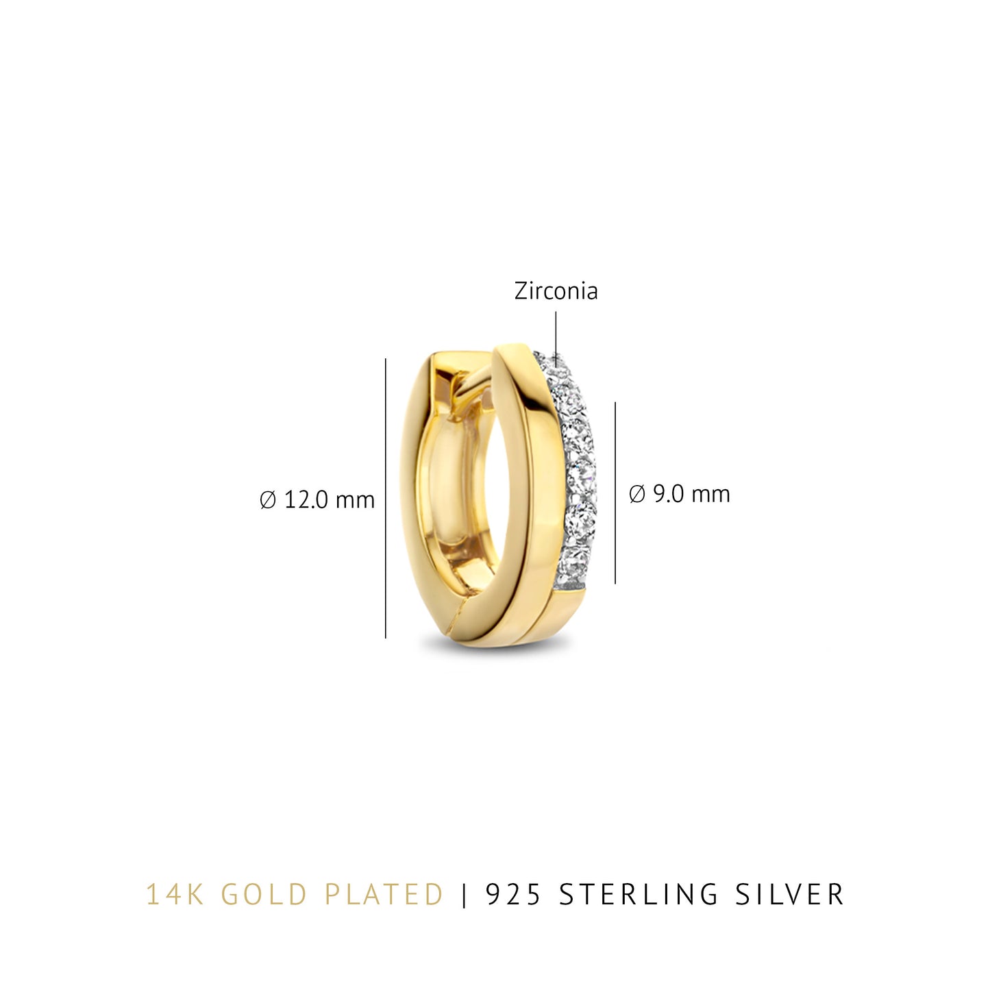 Ponte Vecchio Pitti 925 sterling silver gold plated hoop earrings with zirconia stones - Parte di Me