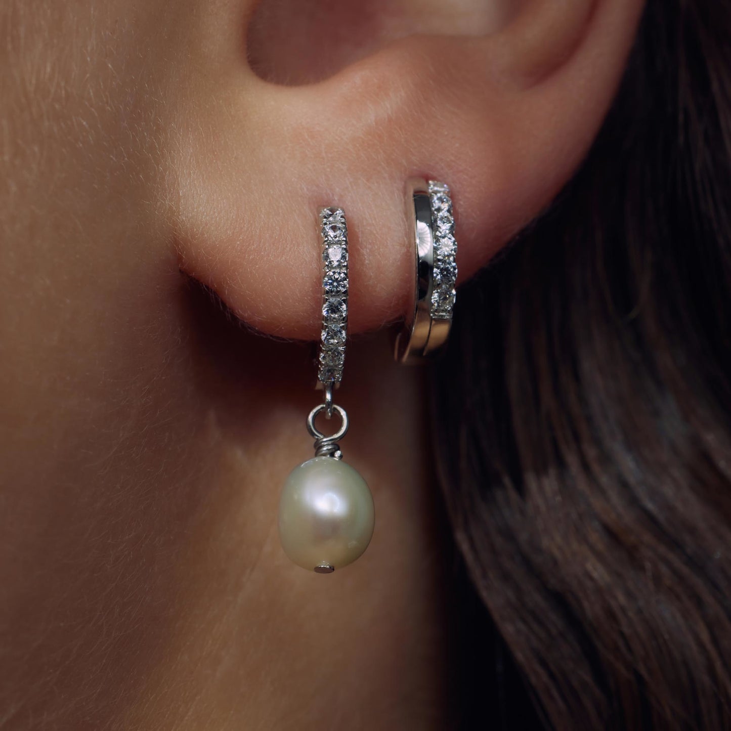 Ponte Vecchio Pitti 925 sterling silver hoop earrings with zirconia stones - Parte di Me
