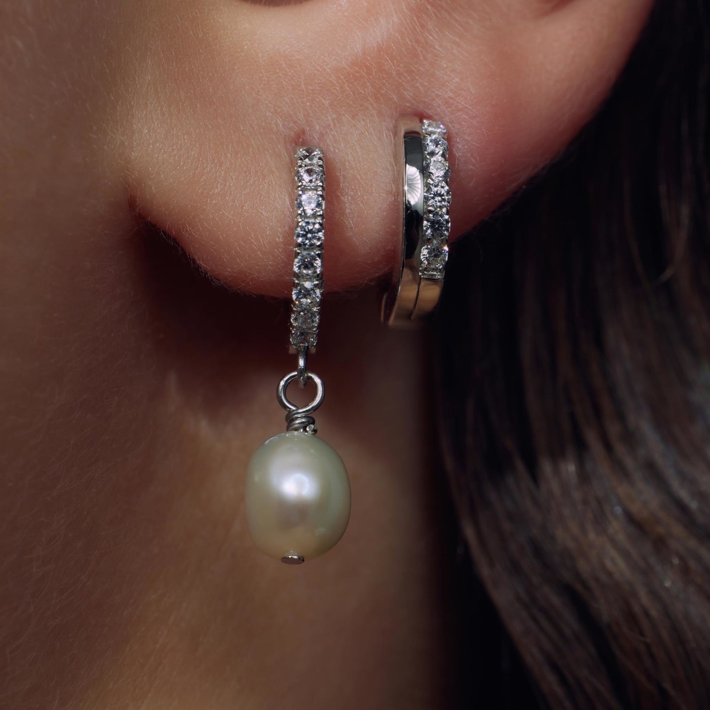 Ponte Vecchio Pitti 925 sterling silver hoop earrings with zirconia stones - Parte di Me