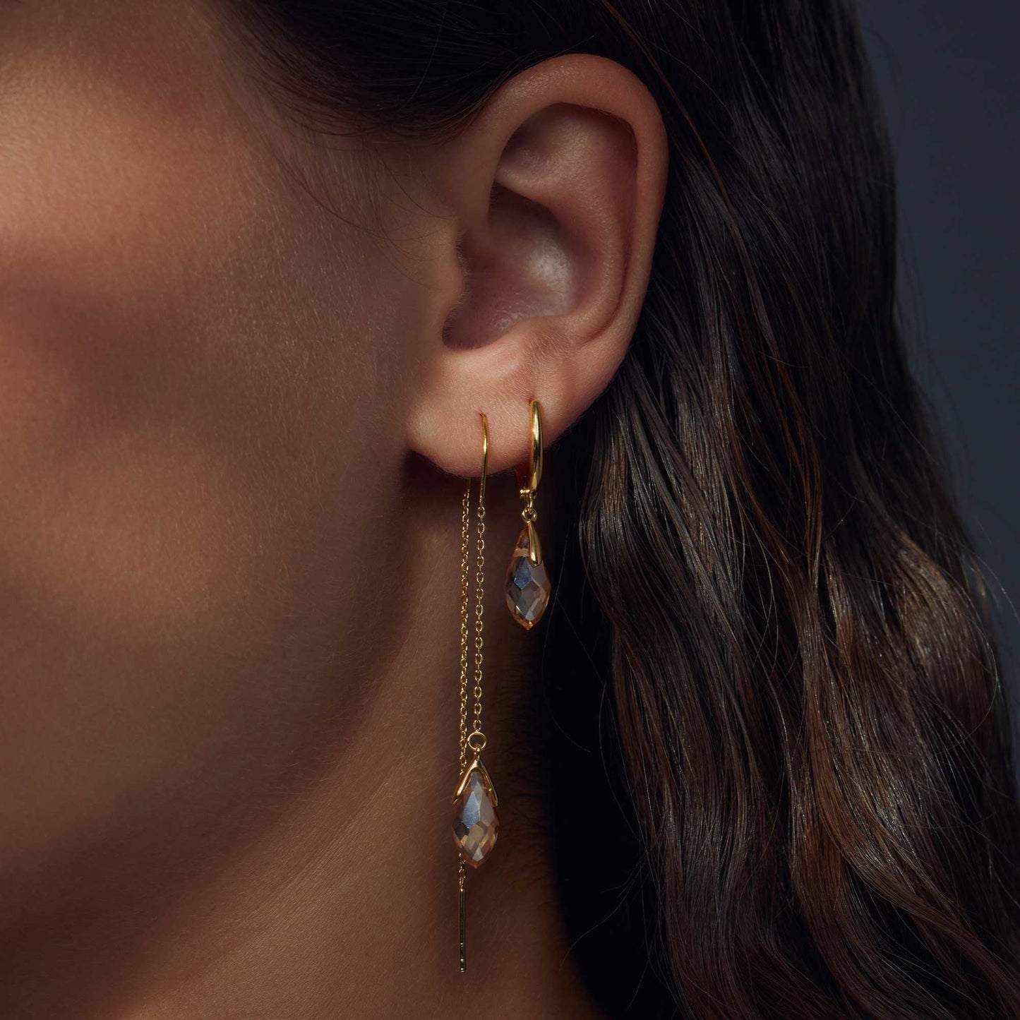 La Sirena Ombrone 925 sterling silver gold plated drop earrings - Parte di Me