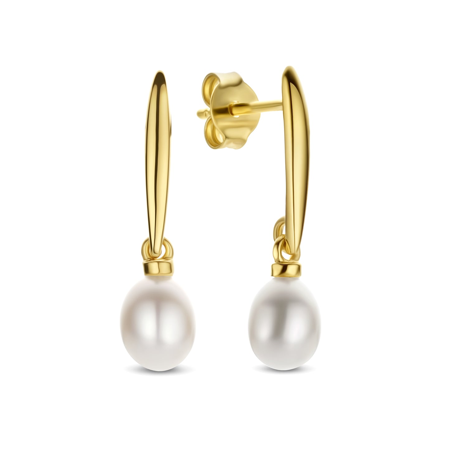 Brioso Cortona Ambra 925 sterling silver gold plated drop earrings with freshwater pearl - Parte di Me