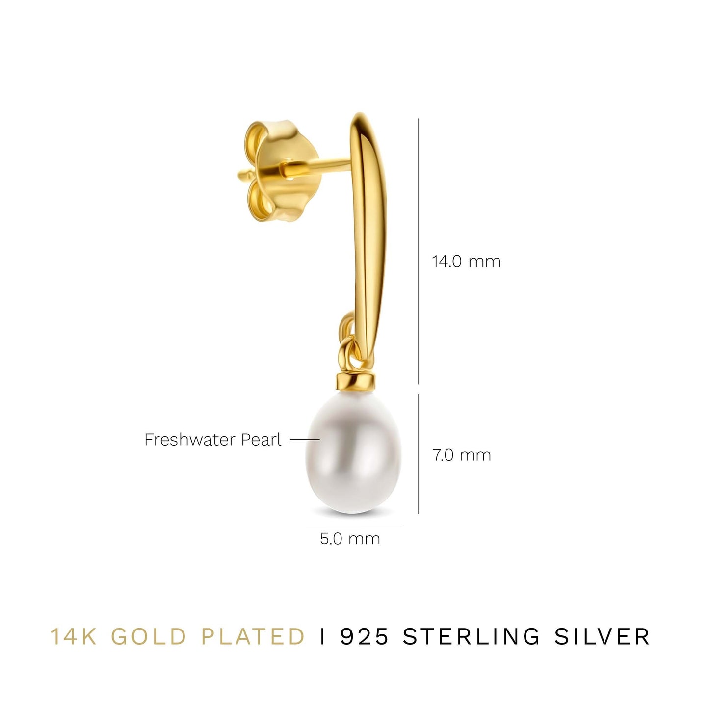 Brioso Cortona Ambra 925 sterling silver gold plated drop earrings with freshwater pearl - Parte di Me