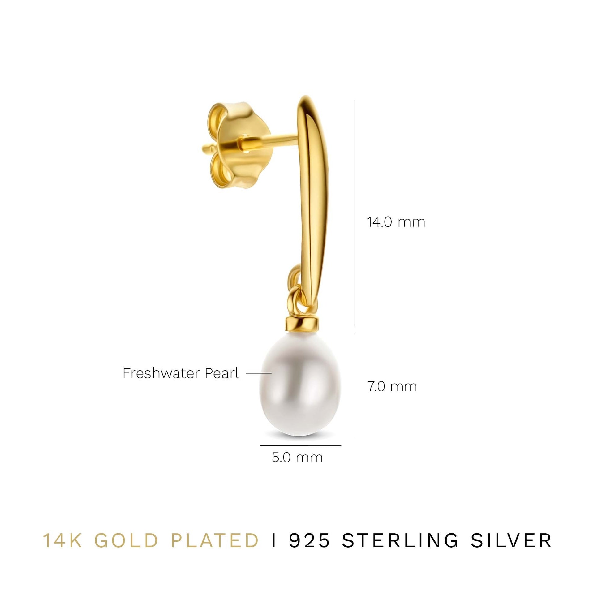 Brioso Cortona Ambra 925 sterling silver gold plated drop earrings with freshwater pearl - Parte di Me