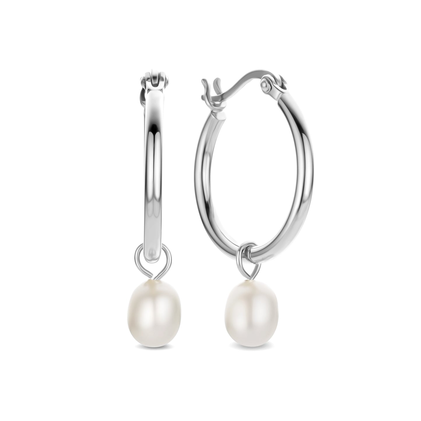 Brioso Cortona Ambra 925 sterling silver hoop earrings with freshwater pearl - Parte di Me