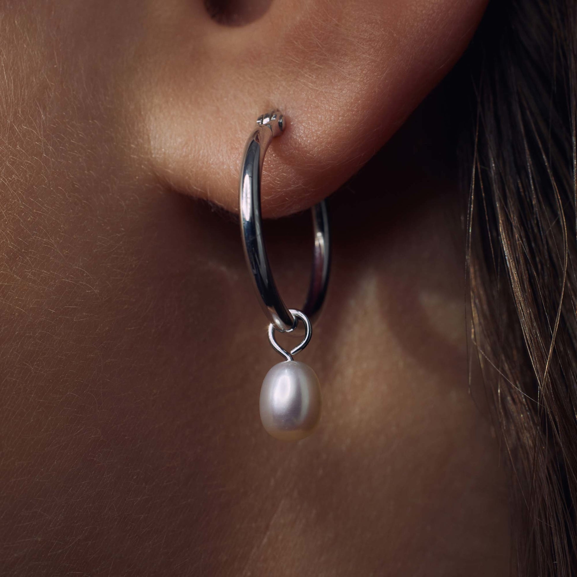 Brioso Cortona Ambra 925 sterling silver hoop earrings with freshwater pearl - Parte di Me