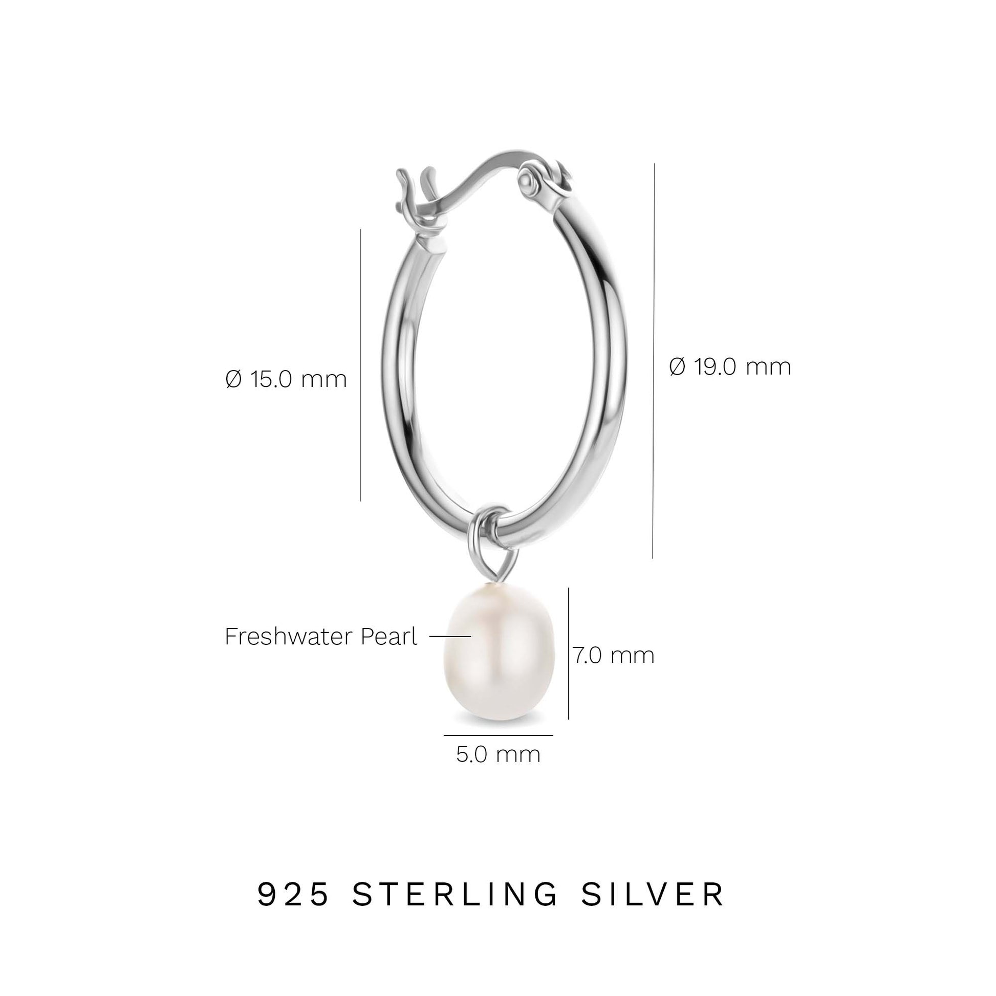 Brioso Cortona Ambra 925 sterling silver hoop earrings with freshwater pearl - Parte di Me