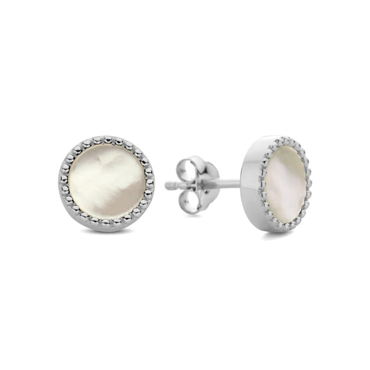 Brioso Cortona Dara 925 sterling silver ear studs with mother of pearl - Parte di Me