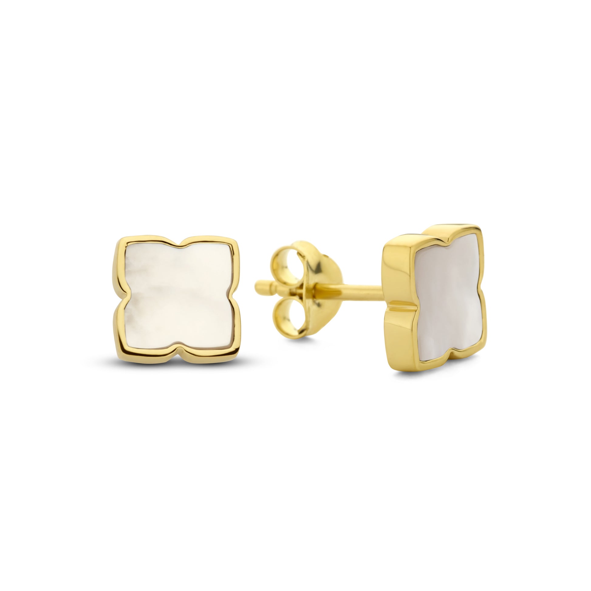 Brioso Cortona Dara 925 sterling silver gold plated ear studs with mother of pearl - Parte di Me