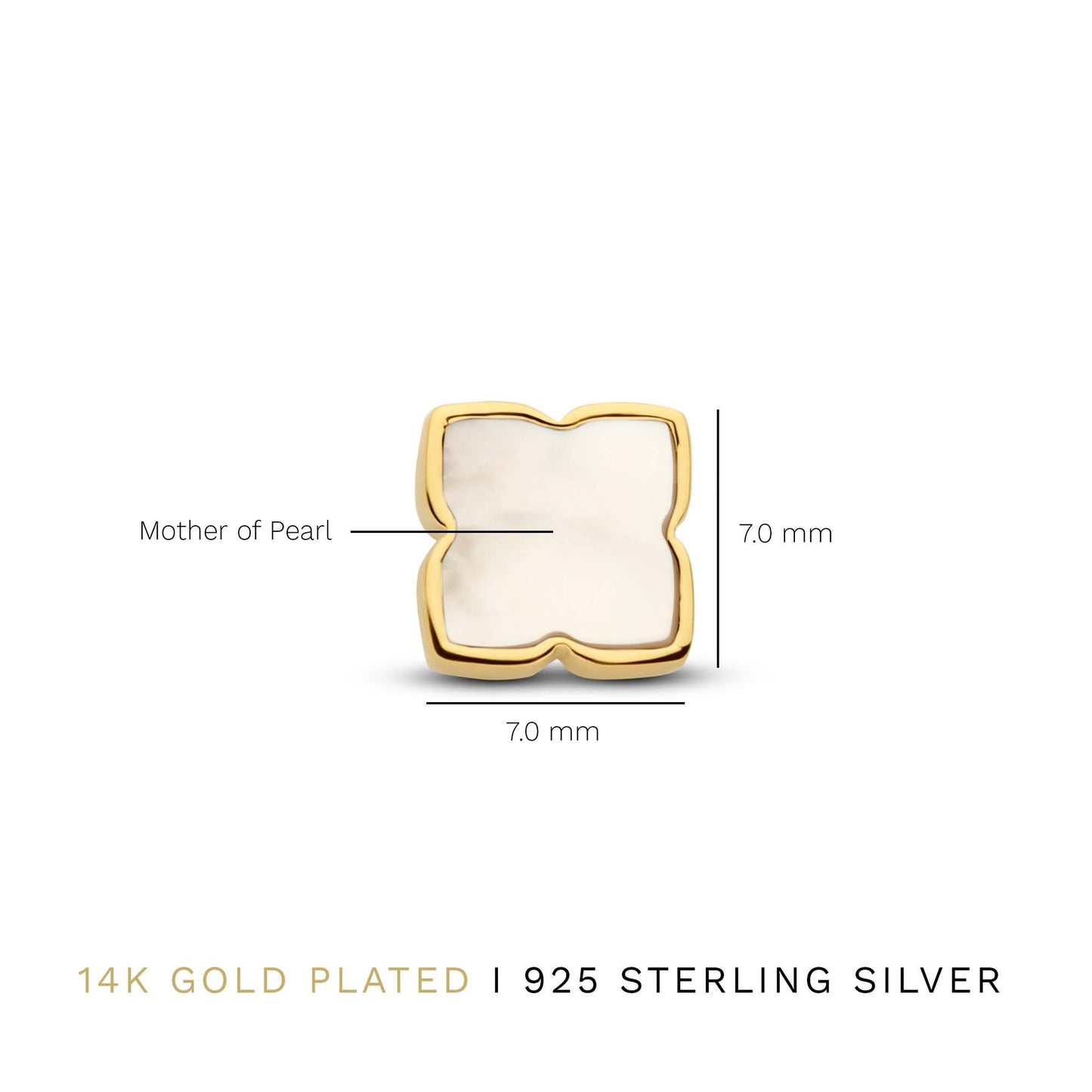 Brioso Cortona Dara 925 sterling silver gold plated ear studs with mother of pearl - Parte di Me