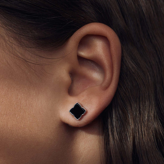 Brioso Cortona Giulia 925 sterling silver ear studs with black onyx - Parte di Me