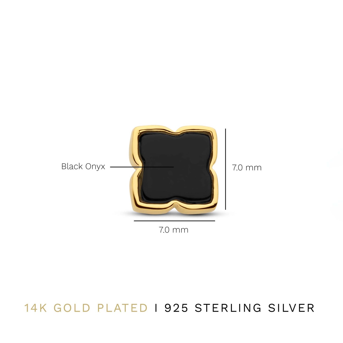 Brioso Cortona Giulia 925 sterling silver gold plated ear studs with black onyx - Parte di Me
