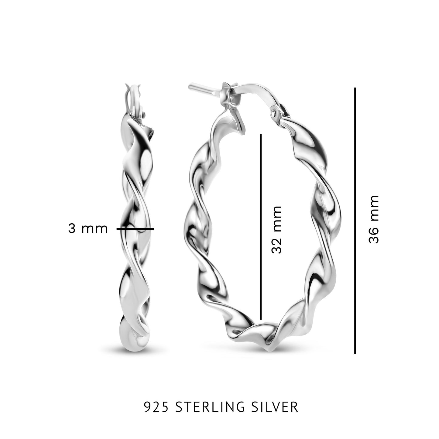 Bibbiena Poppi Viviana 925 sterling silver hoop earrings with twist - Parte di Me