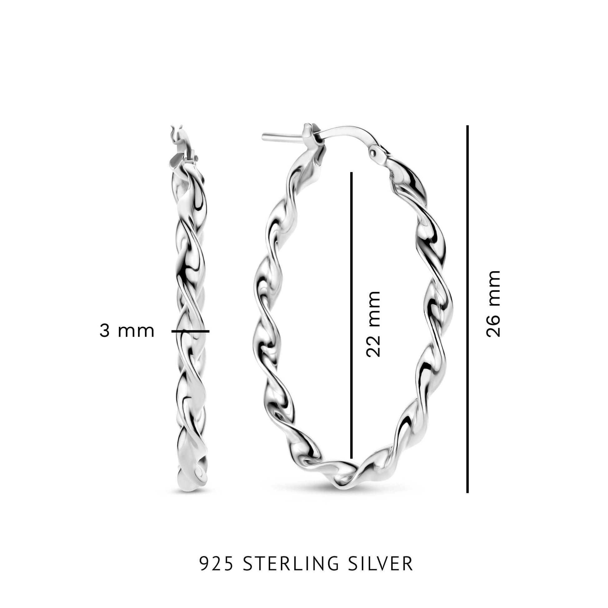 Bibbiena Poppi Viviana 925 sterling silver hoop earrings with twist - Parte di Me