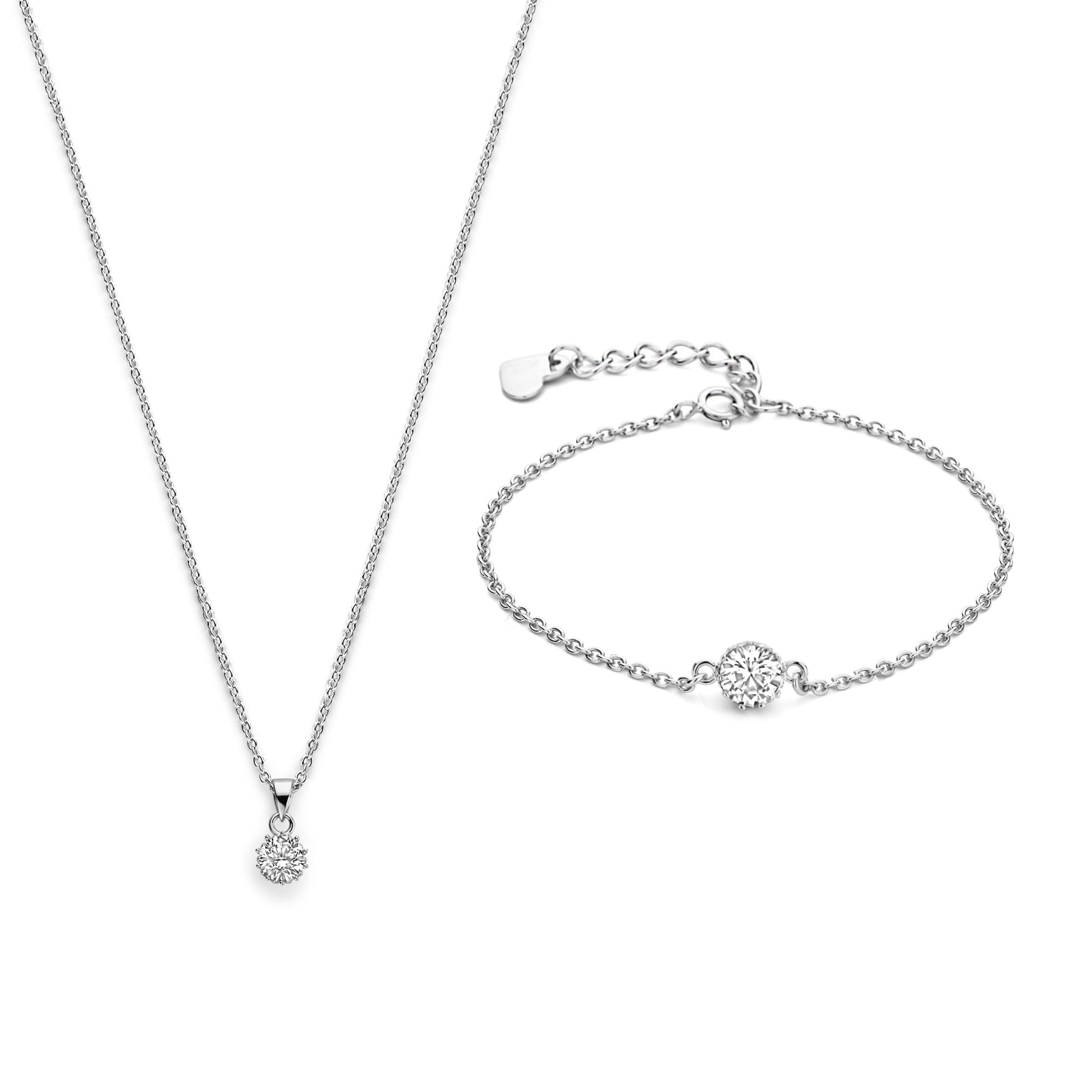 Sorprendimi 925 sterling silver necklace and bracelet gift set with zirconia stone - Parte di Me