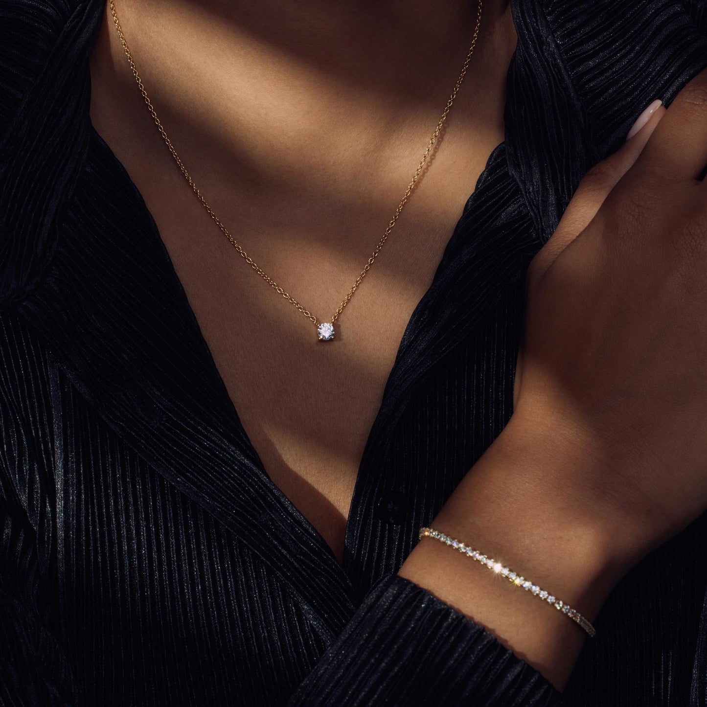 Ponte Vecchio Sofia 925 sterling silver gold plated necklace with zirconia stone - Parte di Me