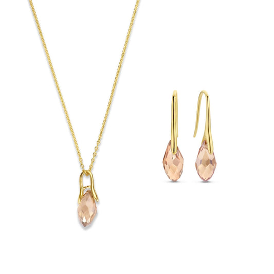 Sorprendimi 925 sterling silver gold plated necklace and drop earrings gift set - Parte di Me