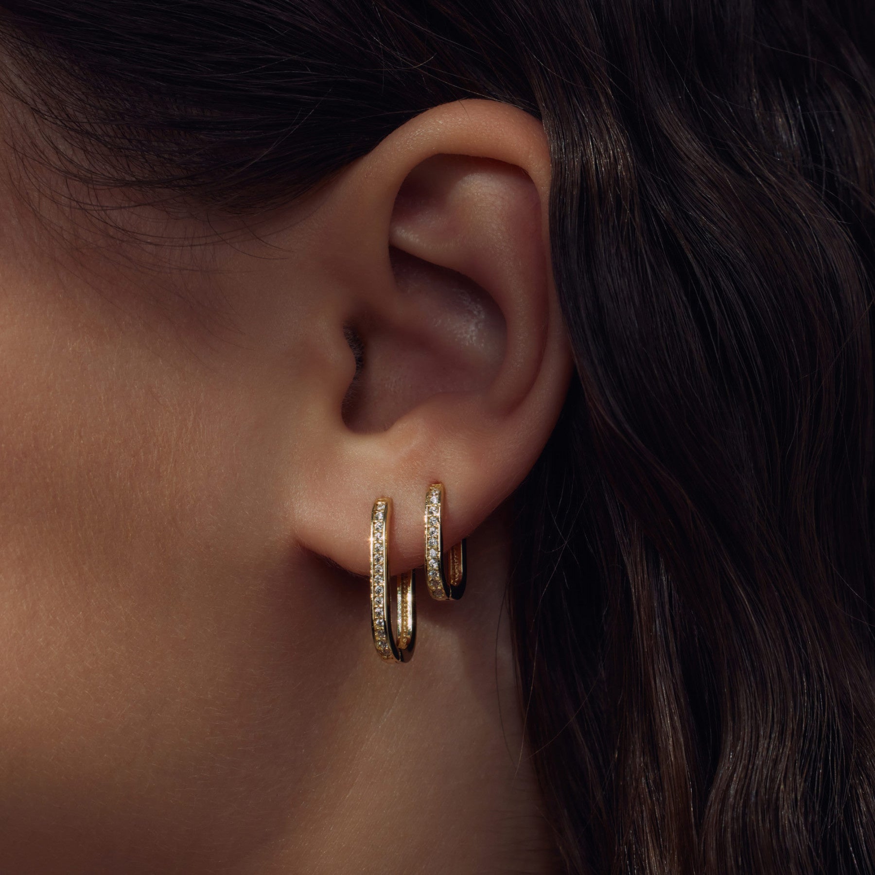 Sorprendimi 925 sterling silver gold plated earrings set with zirconia stones - Parte di Me