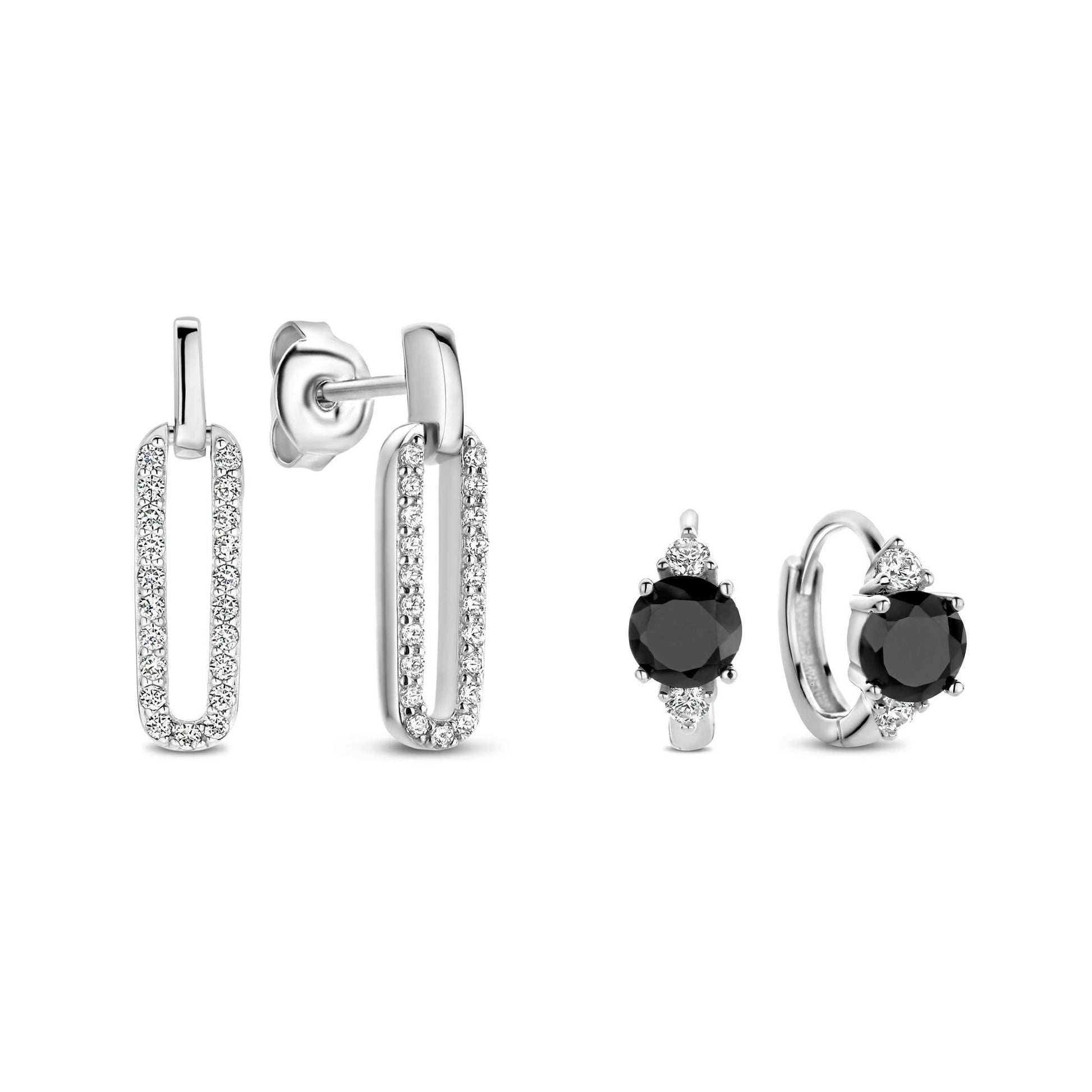 Sorprendimi 925 sterling silver earrings set with black onyx and zirconia stones - Parte di Me