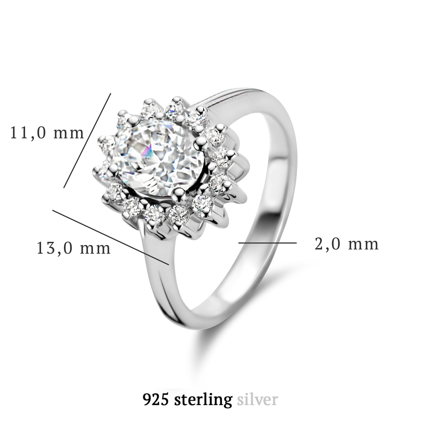 Mia Colore Bianca 925 sterling silver ring with zirconia stone - Parte di Me
