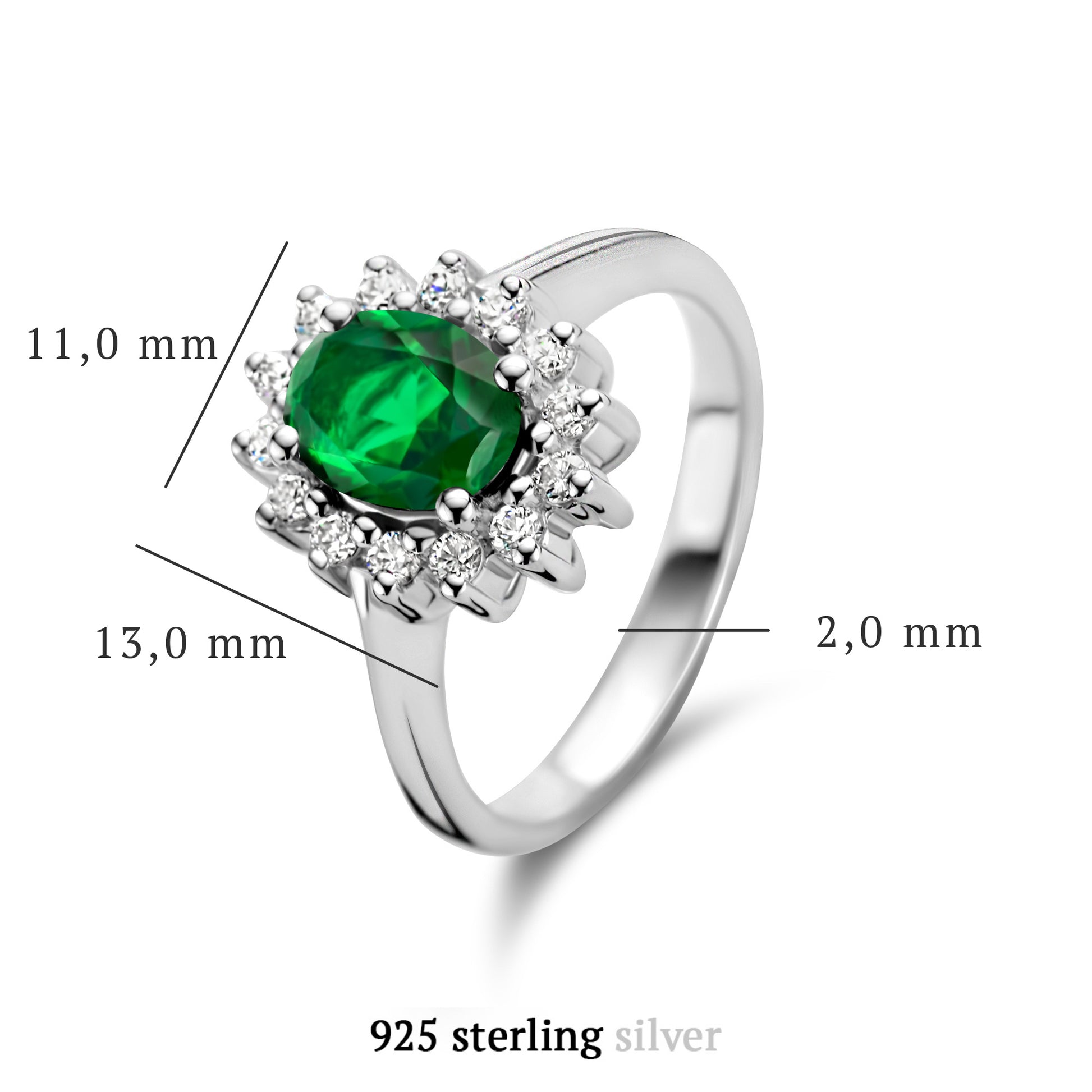 Mia Colore Verdi 925 sterling silver ring with green zirconia stone - Parte di Me